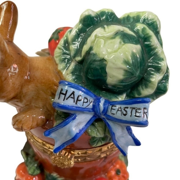 CWC Happy Easter Bunnies Spring Decor Hinged Porcelain Trinket Ring Box 6 x 4.5" - Picture 5 of 8